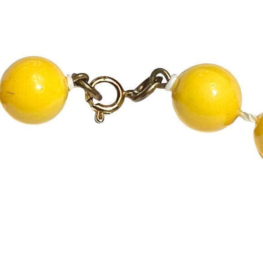 Vintage Yellow‎ Pink Round Beaded Necklace 24" Swirls Boho Spring Easter Summer - Picture 6 of 6